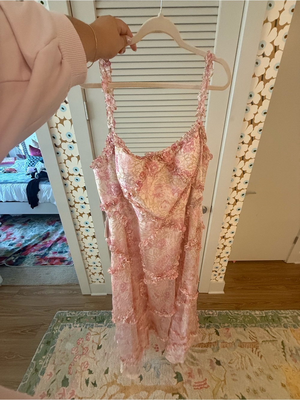 Women's Pink Floral Slip Dress
